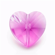 Vedhæng hjerte af facetteret glas. 14 mm. Amethyst